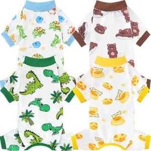 XPUDAC 4 Pack Dog Pajamas for Small Dogs, Puppy Clothes for Boy Girl Strechy Soft Pet Jumpsuit, Cat Onesie (Medium)