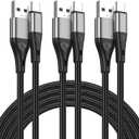 USB to USB C Cable,3Pack 10ft Premium Nylon Braided Fast Charging,3A Rapid Charger Cord,Long Type C to A Cable Compatible with Samsung Galaxy S22 S21 S20 S10 S9 S8 Plus,Note 20 10 9 8,LG V50 V40 (Grey)