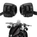 Motorcycle 1" 25mm Handlebar Switches Control and Wiring Harness Replacement for Harley Sportster 883 Dyna Softail Touring 1996-2012 (1 Pair Black)