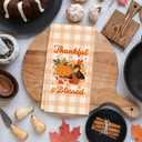 Thanksgiving Kitchen Towels, Funny Thanksgiving Kitchen Bathroom Decor, Thankful and Blessed Hand Towels, Cute Turkey Gobble Til You Wobble Gifts for Women Men Sister Mom Wife Friends Coworkers