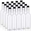Tioncy 20 Pcs 15 oz Plastic Long Neck Coquito Bottle Empty Clear Liquor Wine Bottles with Screw on Caps Homemade Wine Coquito Limoncello Containers for Drinks DIY Christmas Craft Decoration