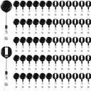 Handepo 200 Pcs Retractable Badge Reels Bulk Retractable Badge Holders with Clips ID Holder Key Ring Clip for Office Worker Students Teachers Doctor Nurse Name ID Card Holder Key Card(Black)