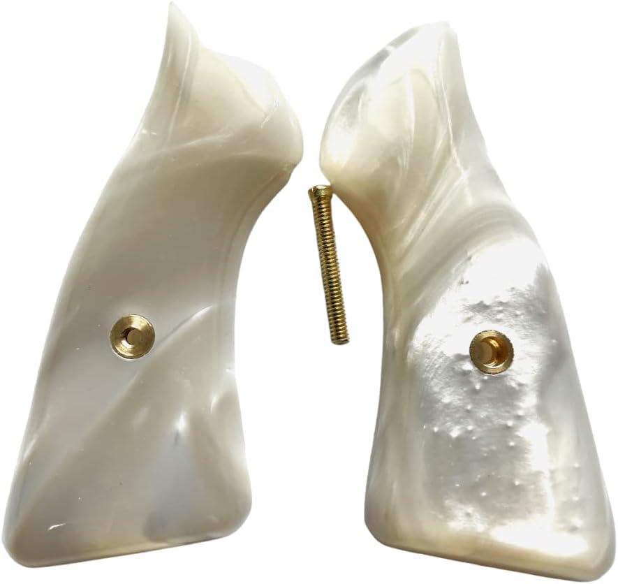 New! Grips Compatible with 5&W J Frame Square Butt, Chiefs Special, Smooth White Pearl Resin