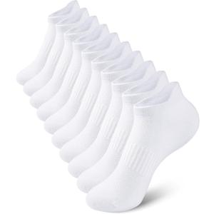 10 Pairs Kids Socks for Boys Girls Low Cut Athletic Ankle Socks Half Cushioned Crew Cotton No Show Socks (7-10 Years, White)