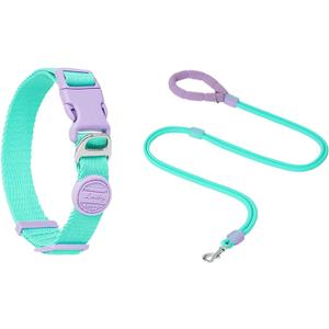 TOUCHDOG Gentle Dog Collar for Small Dogs & Puppies 5-40lbs - Adjustable Lightweight Nylon, Silk-Soft Lined, Fade-Resistant, Quick-Release Buckle (S/M Size) (Without Rope Blue, Small)