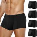 Arjen Kroos Men's Boxer Briefs, Sexy Silky Breathable Ice Silk Mens Trunks Underwear, Underwear for Men 4 Pack (Large, Black*4)