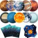 Space Theme Party Decorations 100Pcs Galaxy Planet Outer Space Disposable Plates and Napkins for Kids Space Solar System Planets Baby Shower Birthday Party Decorations, 9inch