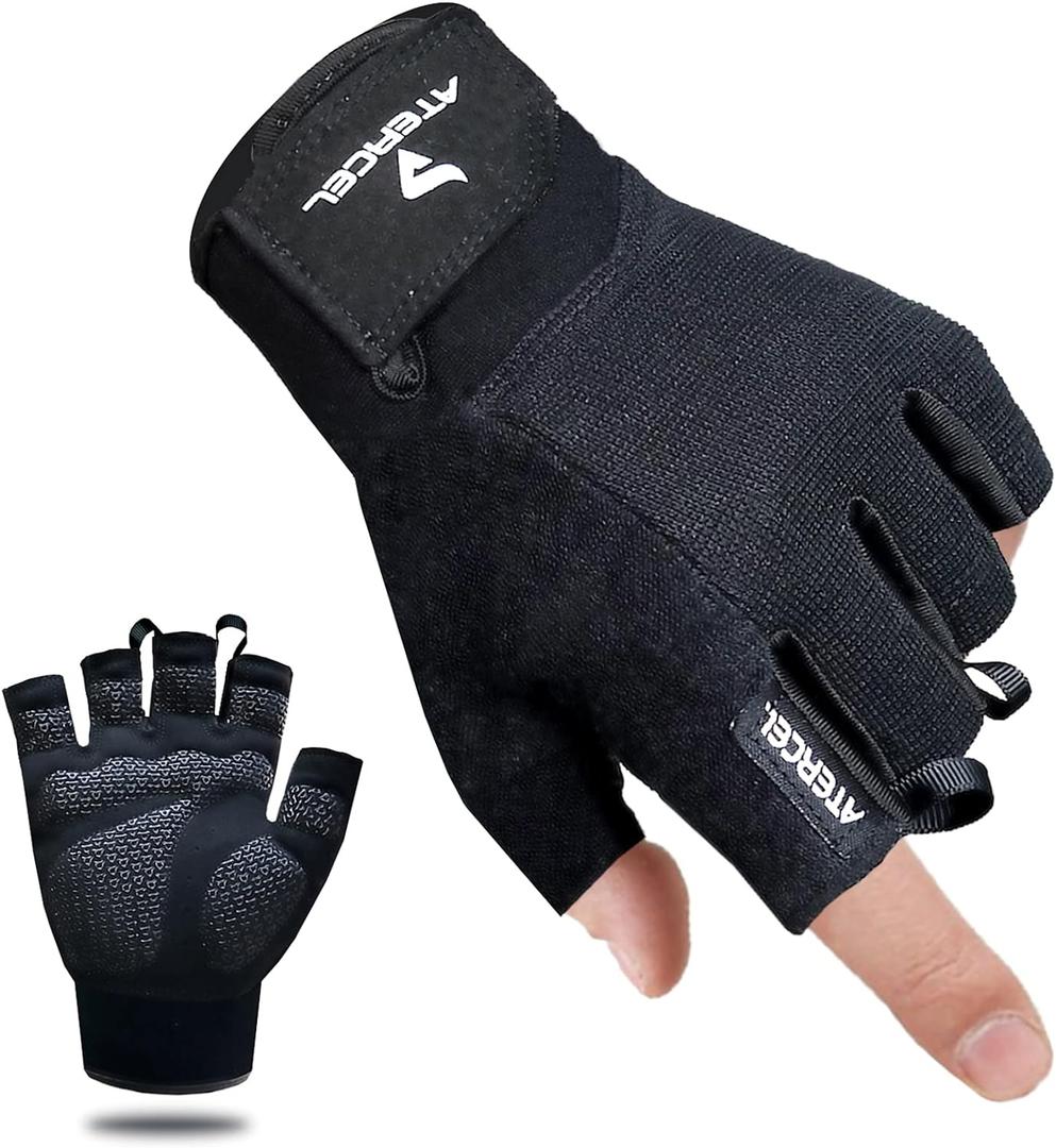 ATERCEL Workout Gloves for Men and Women, Exercise Gloves for Weight Lifting, Cycling, Gym, Training, Breathable and Snug fit (Small, Black)