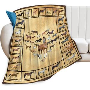 Tijuboni Horses Throw Blanket Horse Gifts for Girls Boys Women Men Kids Adults Soft Flannel Fleece Blanket for Couch Sofa Bed Home Decor 40"x50"