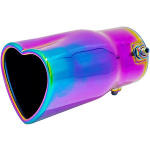 2.5 inch Inlet Fit For 1.75 2 2.25 Inch Exhaust Pepe Heart Shaped Universal Car Exhaust Tips Stainless Steel Pipe Car Accessories (Colorful)