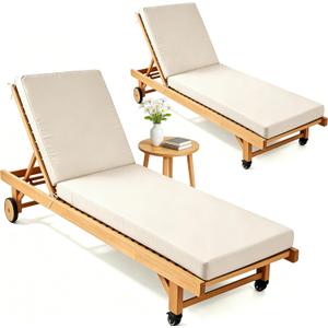 2*Chaise Lounge Cushions Outdoor 72x21.2x3.6 Inch, Waterproof and Fade Resistant Chair Cushions for Outdoor Furniture Replacement, Thickened Patio Pool Lounger Pads with 4 Ties for Pool Deck Lawn,Mika
