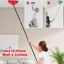 NEWE Wall Mop Cleaner, 80 inches Long Handle, 180 Folding Ceiling Cleaning Tool with Squeegee for Washing Painted Walls, Triangle Baseboard Scrubber with 3 Chenille Duster and 3 Microfiber Pads (Red)