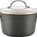 Ayesha Curry Home Collection Hard Anodized Nonstick Sauce Pan/Saucepan with Lid, 4.5 Quart, Charcoal Gray