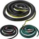 3 Pieces Rubber Snakes Realistic Large Lifelike Fake Toys Plastic Garden Snake to Keep Birds Away Scare Squirrels Halloween Prank Props Scare Toy(Classic Style)