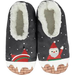 BenSorts Fuzzy Slipper Socks for Women Funny House Slippers with Grips (5-6.5, 1 Pair Christmas Grey)