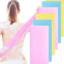 6 PCS Exfoliating Washcloth, 35 Inch 3 Colors Nylon Bath Exfoliating Towel for Shower, Colorful Japanese Washcloth, Exfoliating Body Scrubber (Blue, Yellow, Pink)