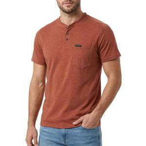 BOCOMAL Non FR - Men's Henley Work Shirts, Stretch-Cotton Relaxed Fit | 5.5oz Lightweight, EX-Soft, Breathable, Chest Pocket, Versatile Workwear - Ideal for Jobsite & Casual, Large