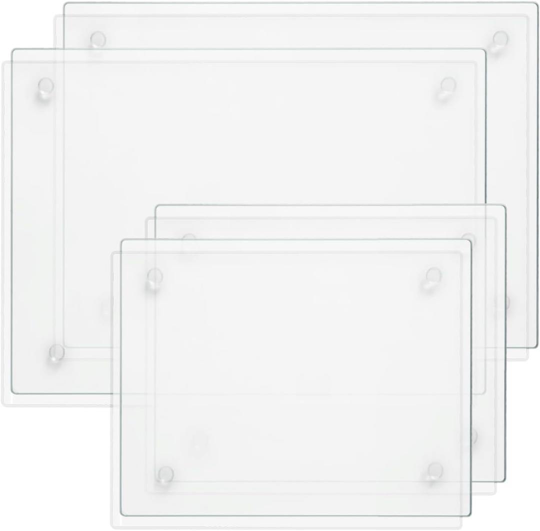 Seelenruhe 4 Pack Tempered Glass Cutting Boards for Kitchen Counter, Clear Cutting Boards for Countertop, Non-Slip, Heat-Resistant, Easy to Clean, 16x12 & 8x12 4PCS