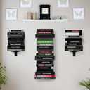 Floating Book Shelves for Wall, 8 Tier Invisible Floating Bookshelf, Vertical Spine Book Tower, Wall Mounted & Space Saving, Heavy Duty Metal Book Organizer for Home Office, 4 Pack Black