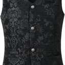 Mens Gothic Vest Waistcoat Steampunk Victorian (XX-Large, Black Tapestry)