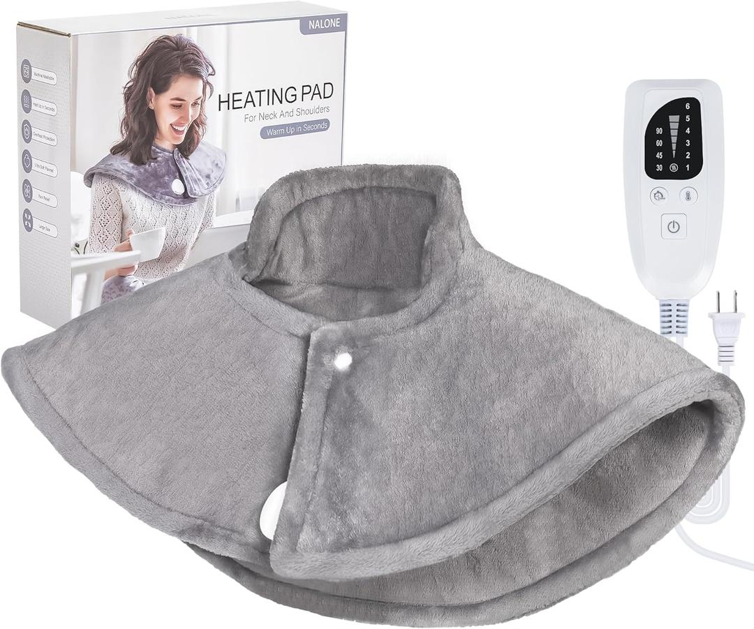 Heating Pad for Neck, [2025 Upgrade] Neck and Shoulders Heating Pads with Deeper Pain Relief, Electric Heating Pad for Back, Christmas Birthday Gifts for Women Men Mom, 22 x 25, Grey