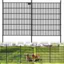 Toolterritary 10 Panels No Dig Garden Fence with Gate, 32 in(H) X24.2 ft(L) Metal Fence Panels, Thickened Rustproof Garden Fencing, Animal Barrier Fence for Dogs, Rabbits, and Patio