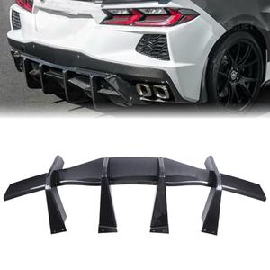 Rear Bumper Lip Diffuser 1Pcs Compatible with 2020-2025 Chevrolet Corvette C8 Stingray Z51 STG 3 Add-On Rear Lower Bumper Lip Diffuser Spoiler (Carbon Fiber Print)