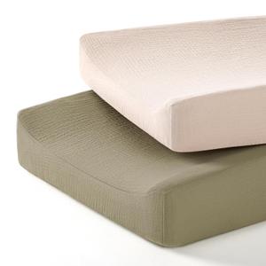 lulumoon Baby Changing Pad Cover: Muslin Diaper Changing Table Pad Cover - Changing Pad Sheets for Girls Boys (Olive & Cream)