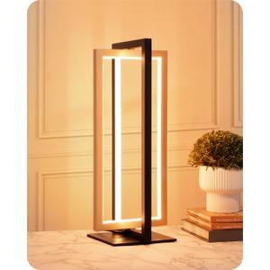EDISHINE LED Table Lamp, 3 Color Temperatures Bedside Lamp (3000K 4500K 6000K), Stepless Dimmable Nightstand Lamp for Living Room Bedroom Office, Dual-Frame Rectangle, Angle Adjustable 850LM 18W (Gold)