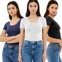 Emmalise Women's Short Sleeve Tshirt Scoop Neck Tee Value Pack Junior Plus Sizes
