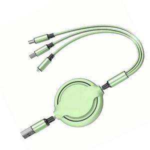 GLOGO 3 in 1 Retractable Charging Cable [3A,3FT] Multi USB Cable Fast Charger Cord for Phone, Samsung, iPad, Tablets, Switch and More - Green
