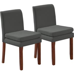 Aoowow Upholstered Dining Chairs, Modern Dining Room Chairs Set of 2 with Thick Padded Cushion Seat, Linen Fabric Kitchen Dining Room Chairs, Farmhouse Dining Chairs with Wood Legs, Ergonomic Back (Grey)