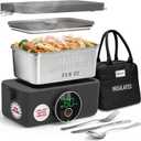 Oaktiv Heated Lunch Box – 45W Cordless Electric Lunch Box for Adults, 33.8oz Rechargeable Food Warmer with Timer & Carrying Case