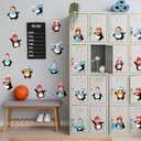 60pcs Winter Theme DIY Cutouts Penguin Bulletin Board Decoration Set Christmas Penguin with Hat Paper Cut-Outs Decor for Winter Holiday DIY Photo Craft Xmas Party School Classroom Wall Door Supplies