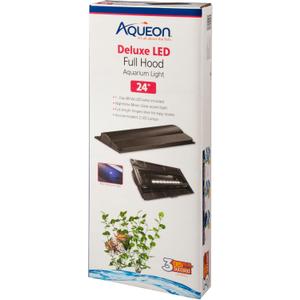Aqueon LED Deluxe Fish Tank Aquarium Full Hood, Black, 24 Inch