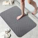 2 Pack Stone Bath Mat, Diatomaceous Earth Shower Mat, Non-Slip Super Absorbent Quick Drying Bathroom Kitchen Floor Mat, 24x15, Grey