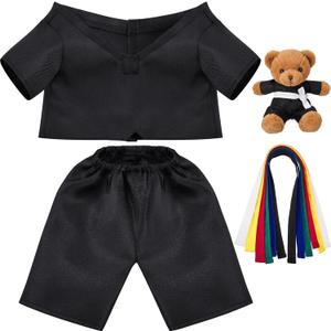 Civaner Taekwondo Uniform Outfit Bear Clothes with Belts, Bear Not Included, Fit 12-16 in, Clothes for Taekwondo Uniform Stuffed Animal Clothing for Birthday Gift Party (Black)