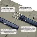 Mens Genuine Leather Dress Belt Classic Casual Belt with Single Prong Buckle for Jeans Pants Work and Business (36(Waist:34), Blue)