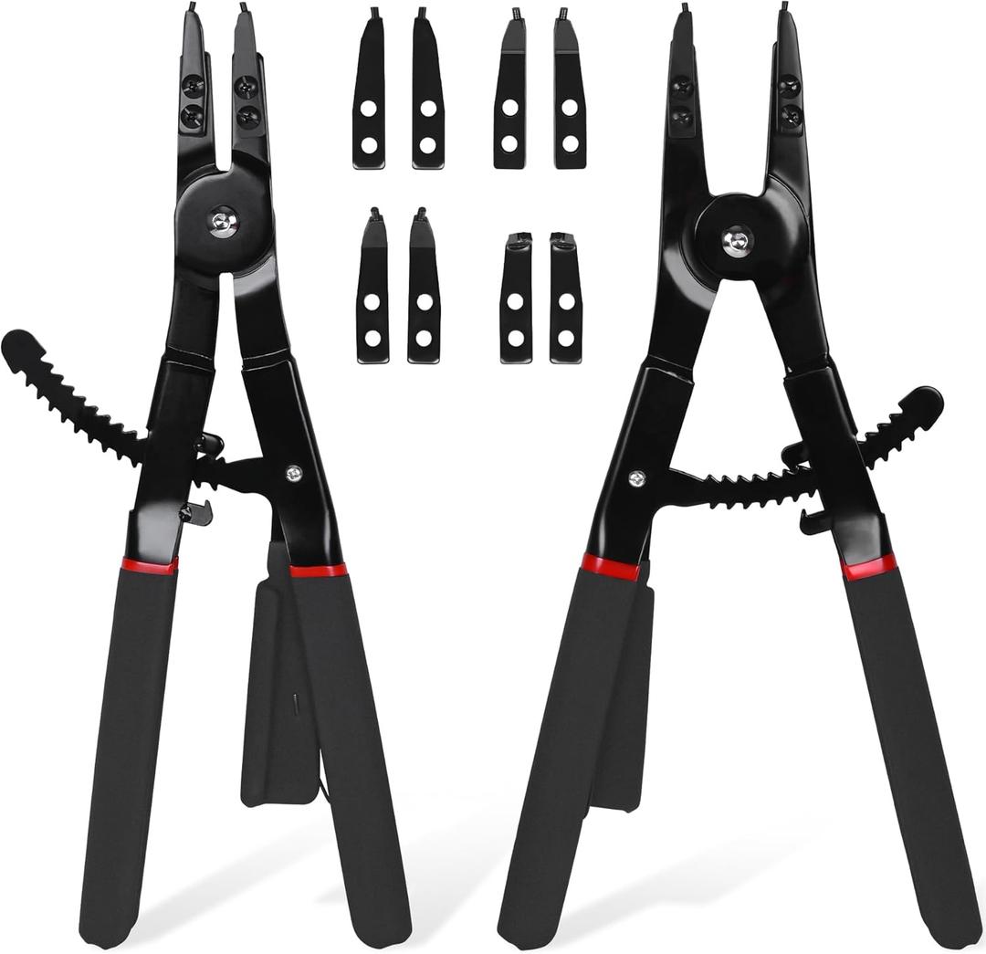 Snap Ring Pliers Set Heavy Duty - 2 PCS Large Heavy Duty Snap Ring Circlip Pliers 16" Internal External Circlip Pliers Set with 45 90 Tips