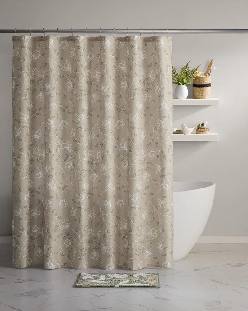 HD Designs Shower Curtain and Rug Set - Floral, 14 piece