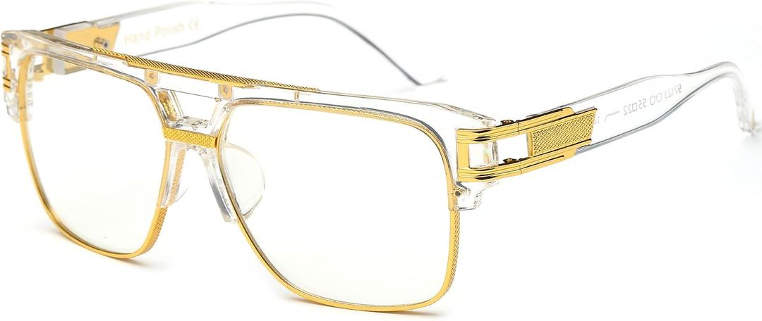 Allt Square Aviator Large Fashion Sunglasses For Men Women Goggle Alloy Frame Glasses (White)
