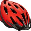 Schwinn Thrasher Helmet for Adults, Size 58-62 cm for Riders Ages 14+, Microshell, Adjustable Dial & Straps, Interior Padding, Air Vents, Lighted or Unlit, Visor, Adult Bike Helmet (Red)