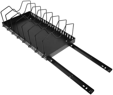 SOLUSTRE Expandable Kitchen Pot Lid Organizer Rack with 10 Adjustable Dividers Versatile Storage Solution for Cabinets Sturdy Steel Construction for Easy Access and Space-Saving