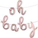 16 Inch lowercase Oh Baby Foil Letters Balloons Banner Hanging Party Kit for Baby Shower Gender Reveal Party decoration Supplies (L oh baby rose gold)