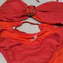 Blooming Jelly Womens Bandeau Bikini Sets Sexy Strapless Two Piece Swimsuit Cheeky High Cut Cute Textured Ladies Bathing Suit, XL