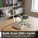 Professional Bulk TCG Card Scanner - 200+ Capacity Tray - Fits Sleeved & Raw Cards - Universal Heavy-Duty Clamp - Height Adjustable for TCG Apps - Anti-Glare Movable LED Black