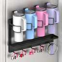 Magnetic Cup Storage Organizer Holder for Stanley 30/40 oz Tumbler,Strong Magnetic Rack for Fridge (Black, 4CUPS)