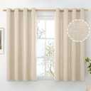 BGment Short Oatmeal Linen Curtains 54 Inch Length 2 Panels for Window, Thick Privacy Drapes Light Filtering with Grommet No See Through for Bedroom Living Room, Each 52 Inch Wide