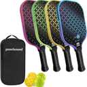 Pickleball Paddles Set of 2 or 4, USAPA Approved Fiberglass Pickleball Racket Set with 4 Outdoor Pickleballs and 1 Carrying Case