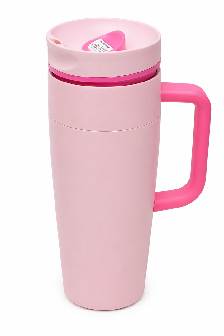 Owala SmoothSip Slider Stainless Steel Insulated Travel Mug with handle, 100% Leak Proof, For Hot and Cold Drinks, Travel Friendly with Sliding Lock Lid, 24 oz, BPA Free, Leak Proof, Pucker Up